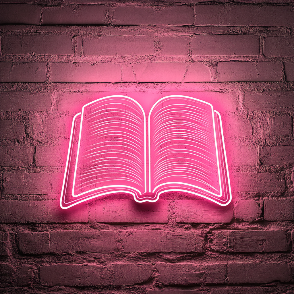 Open Book - Pink Neon Sign, 18 Inches