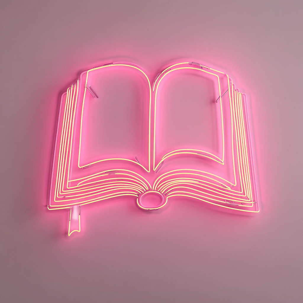 Open Book - Pink Neon Sign, 18 Inches