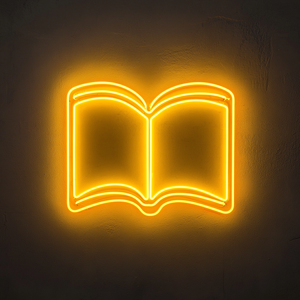 Open Book - Yellow Neon Sign, 24 Inches