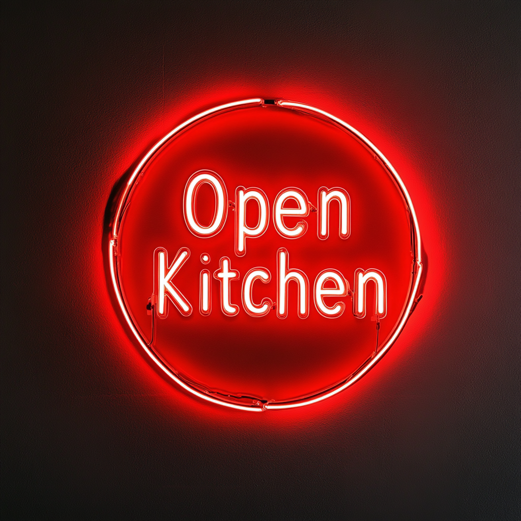 "Open Kitchen" - Red Neon Sign, 24 Inches