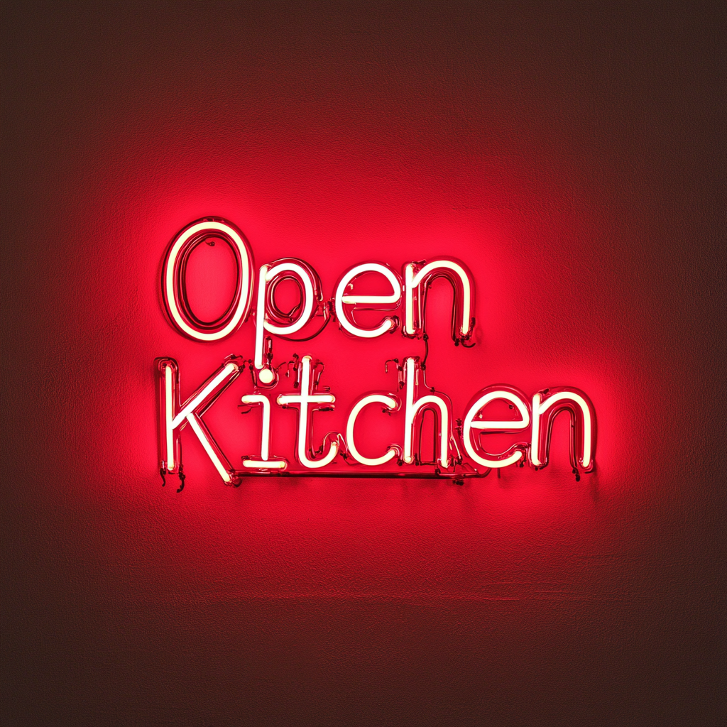 "Open Kitchen" - Red Neon Sign, 24 Inches