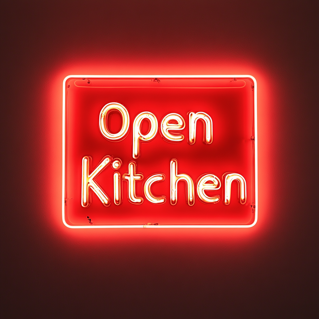 "Open Kitchen" - Red Neon Sign, 24 Inches