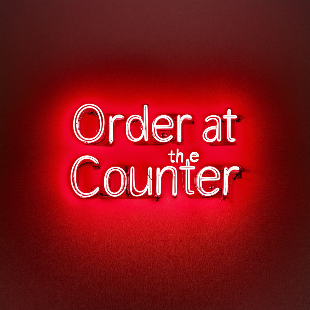 "Order at the Counter" - Red Neon Sign, 24 Inches