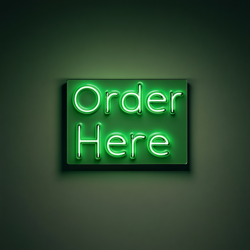 Order Here - Green Neon Sign, 24 Inches