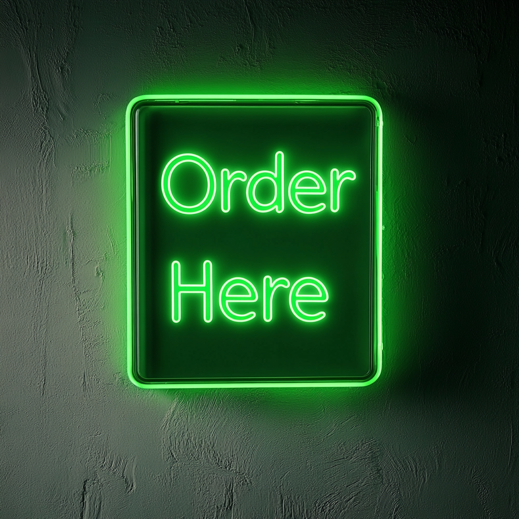 Order Here - Green Neon Sign, 24 Inches