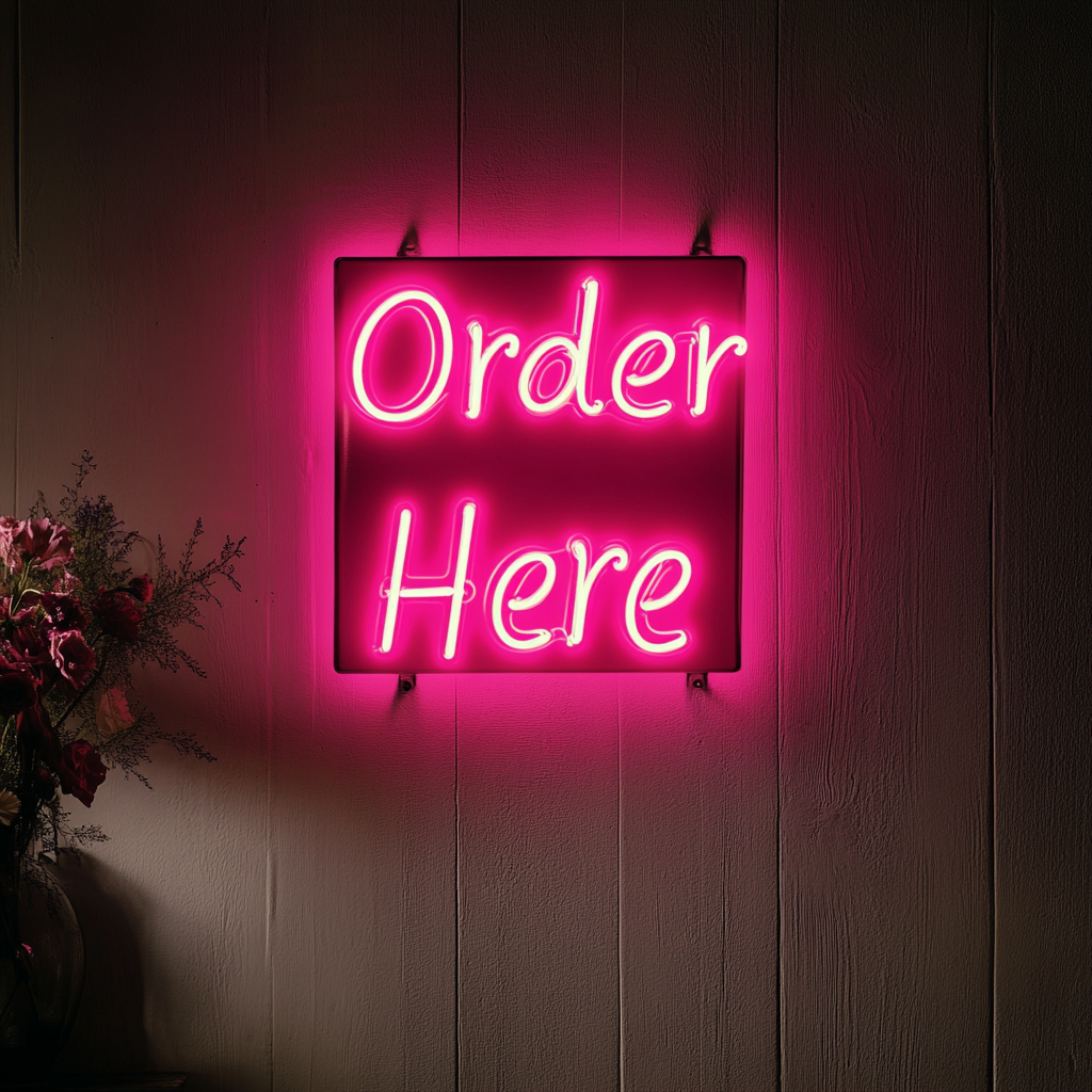 Order Here - Pink Neon Sign, 24 Inches