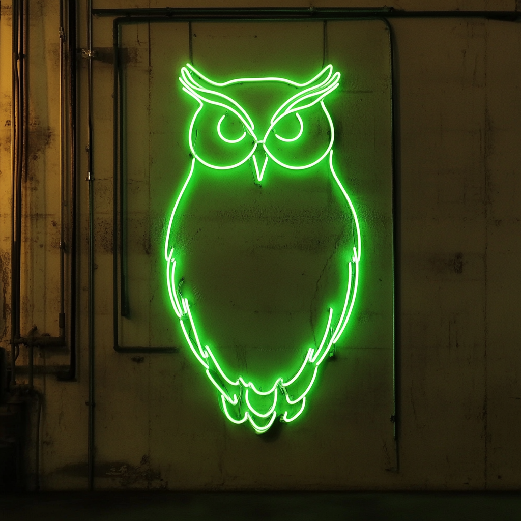 Owl - Green Neon Sign, 18 Inches