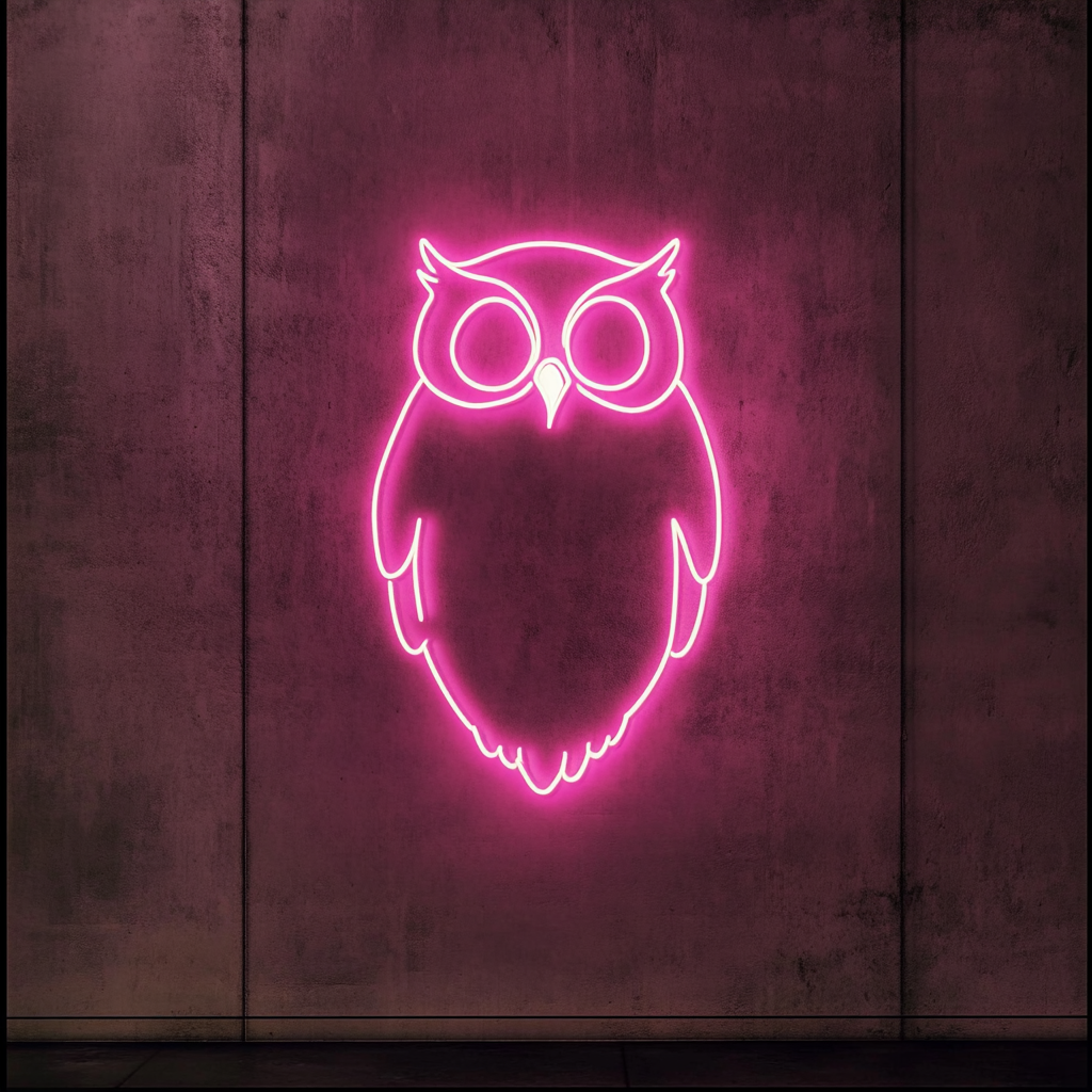 Owl - Pink Neon Sign, 24 Inches