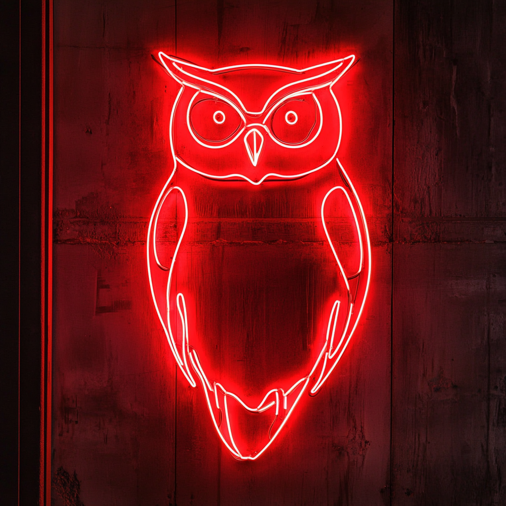Owl - Red Neon Sign, 18 Inches