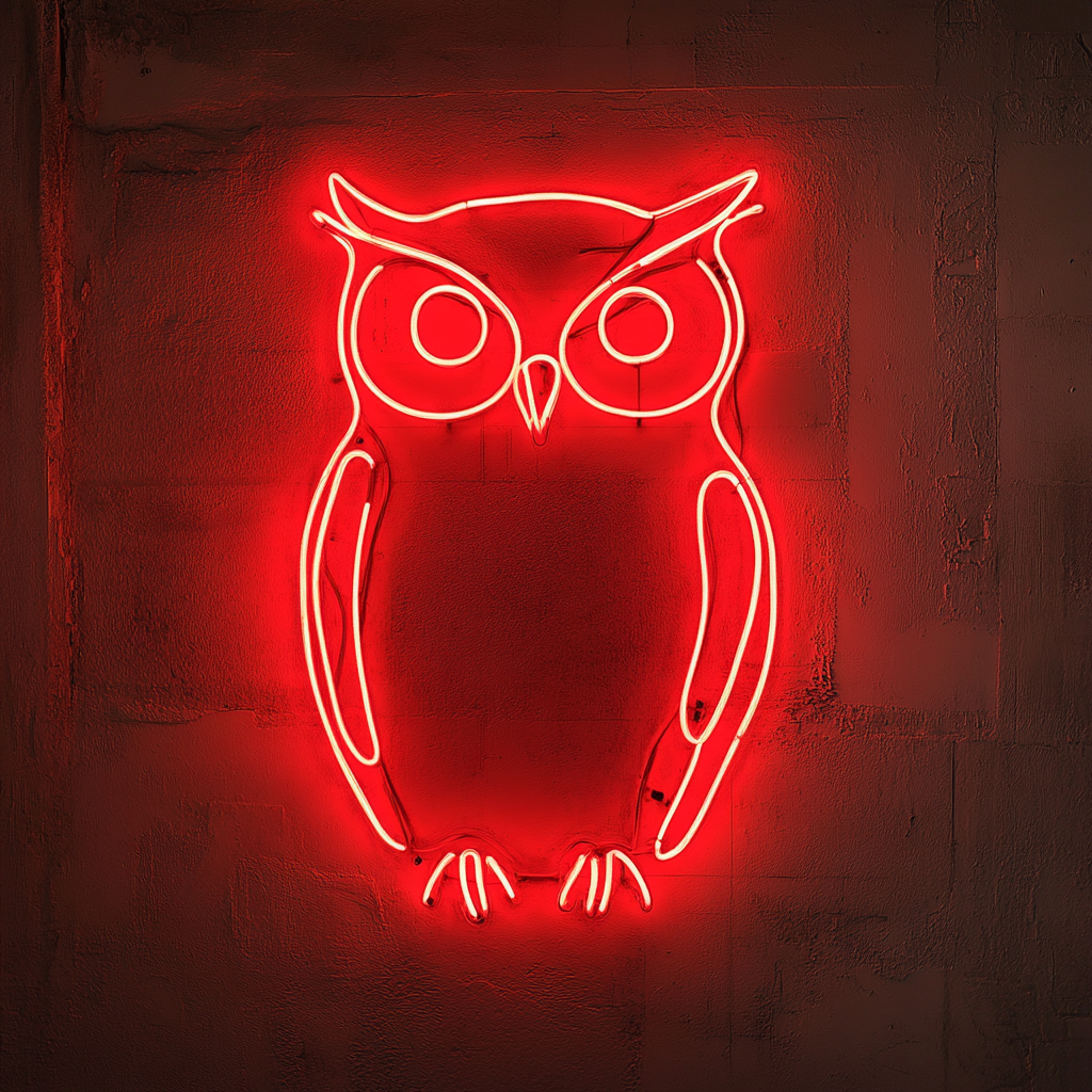 Owl - Red Neon Sign, 18 Inches