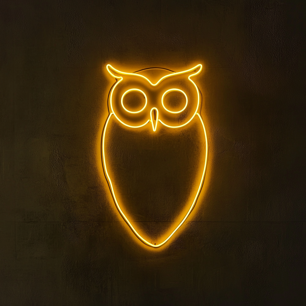Owl - Yellow Neon Sign, 18 Inches