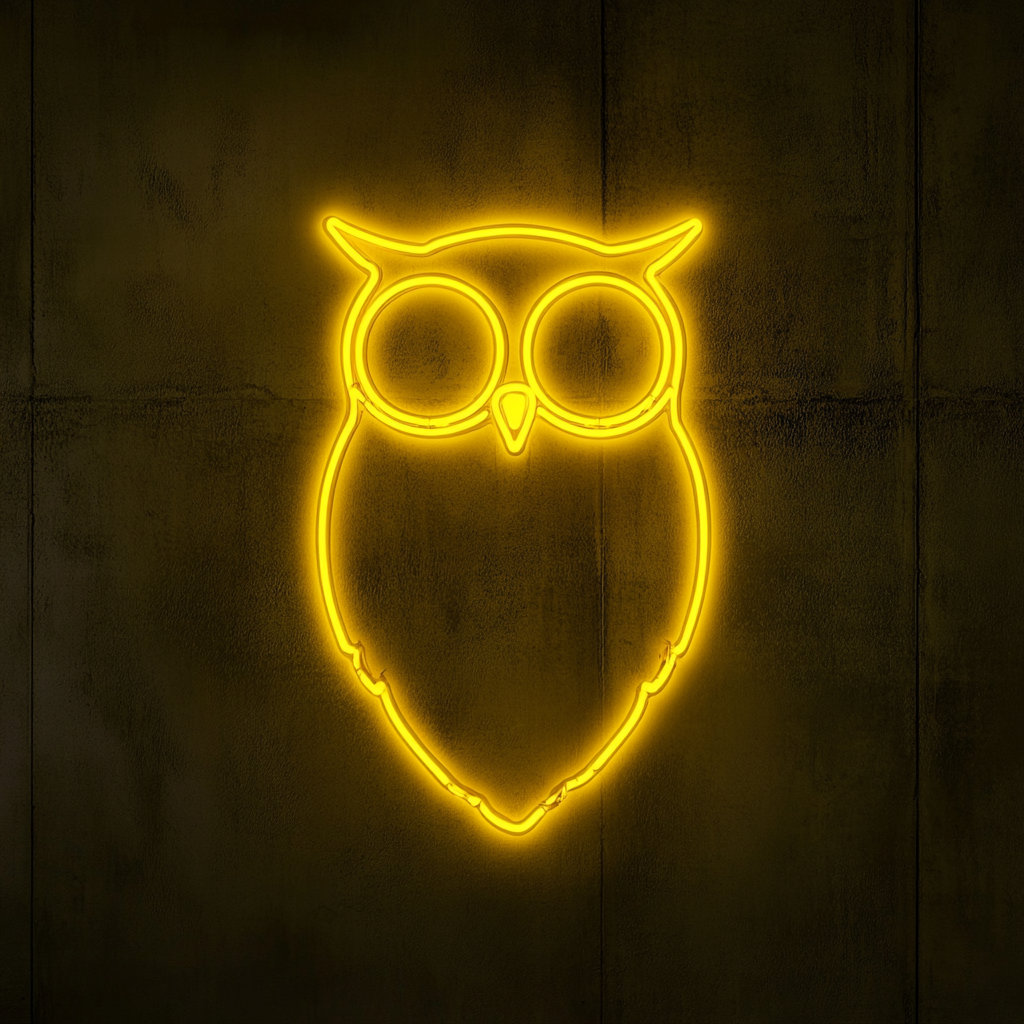 Owl - Yellow Neon Sign, 18 Inches