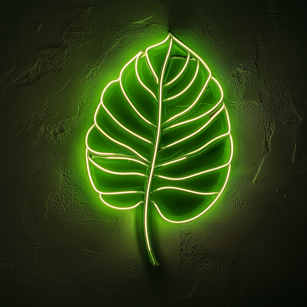 Palm Leaf - Green Neon Sign, 18 Inches
