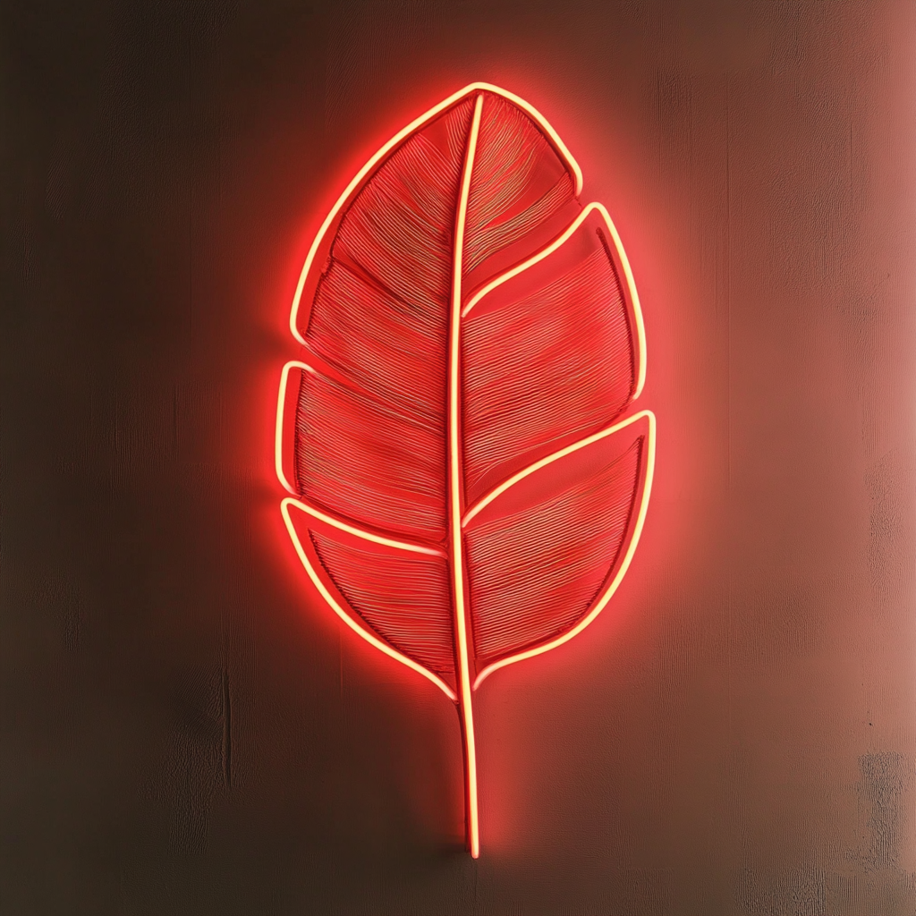 Palm Leaf - Red Neon Sign, 24 Inches
