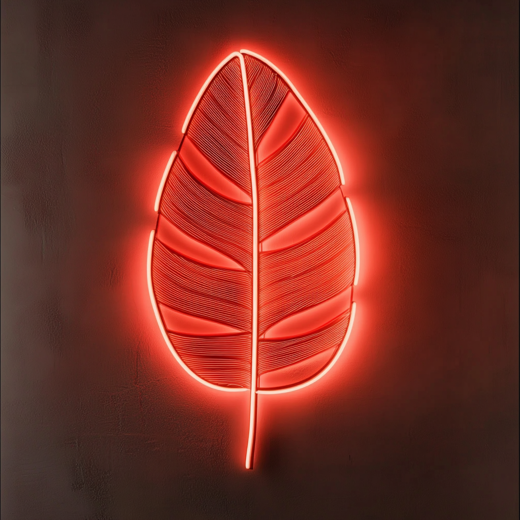 Palm Leaf - Red Neon Sign, 24 Inches