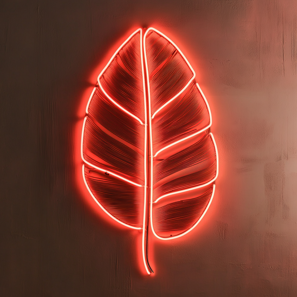 Palm Leaf - Red Neon Sign, 18 Inches