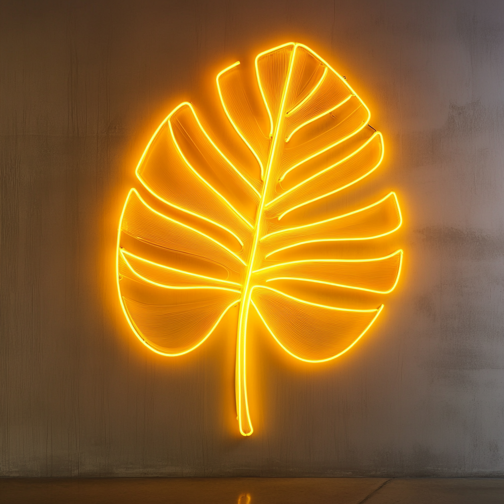Palm Leaf - Yellow Neon Sign, 24 Inches