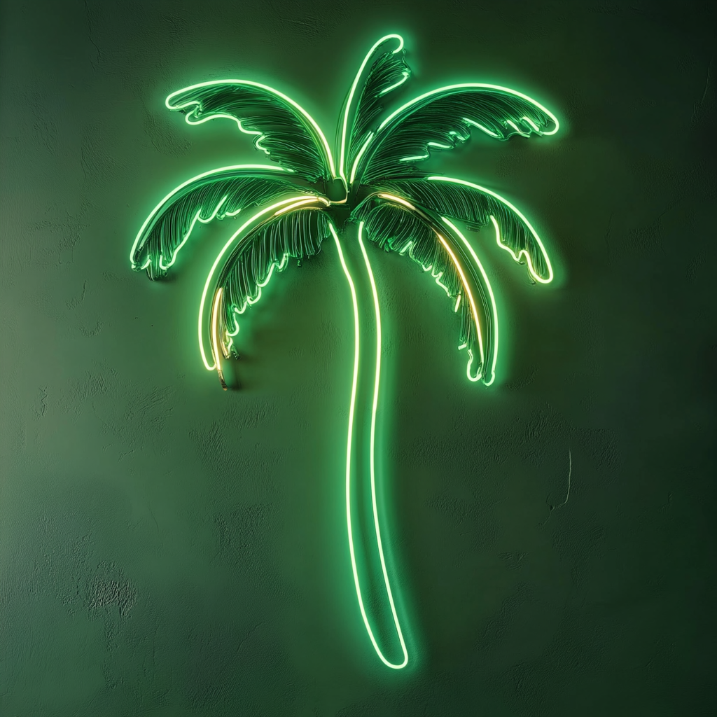 Palm Tree - Green Neon Sign, 18 Inches