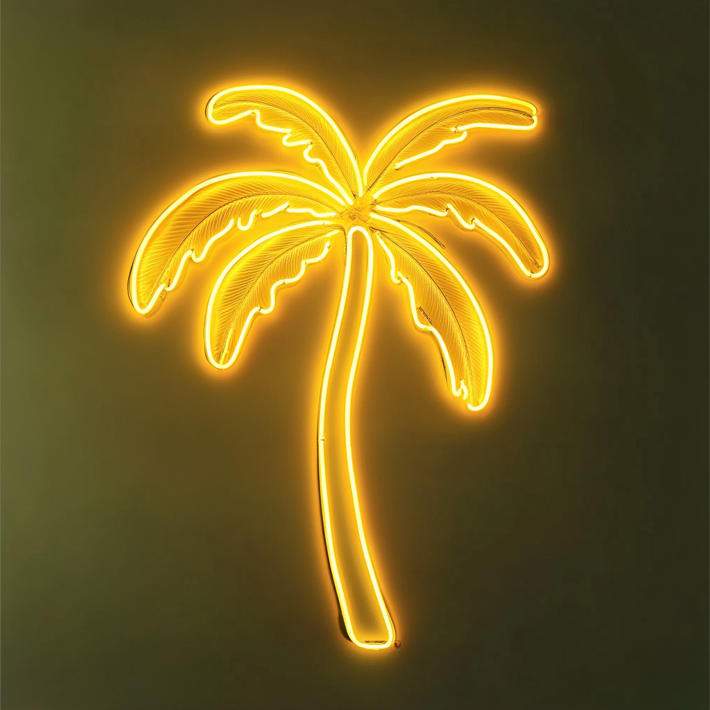 Palm Tree - Yellow Neon Sign, 18 Inches