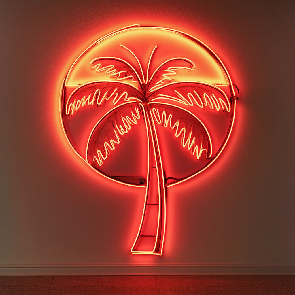 Palm Tree with Sunset - Red Neon Sign, 18 Inches