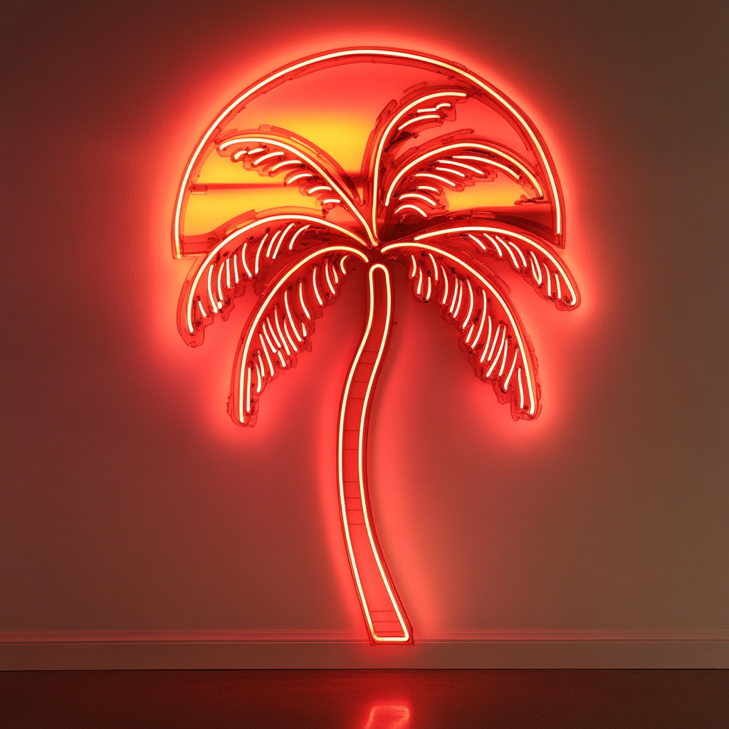 Palm Tree with Sunset - Red Neon Sign, 18 Inches