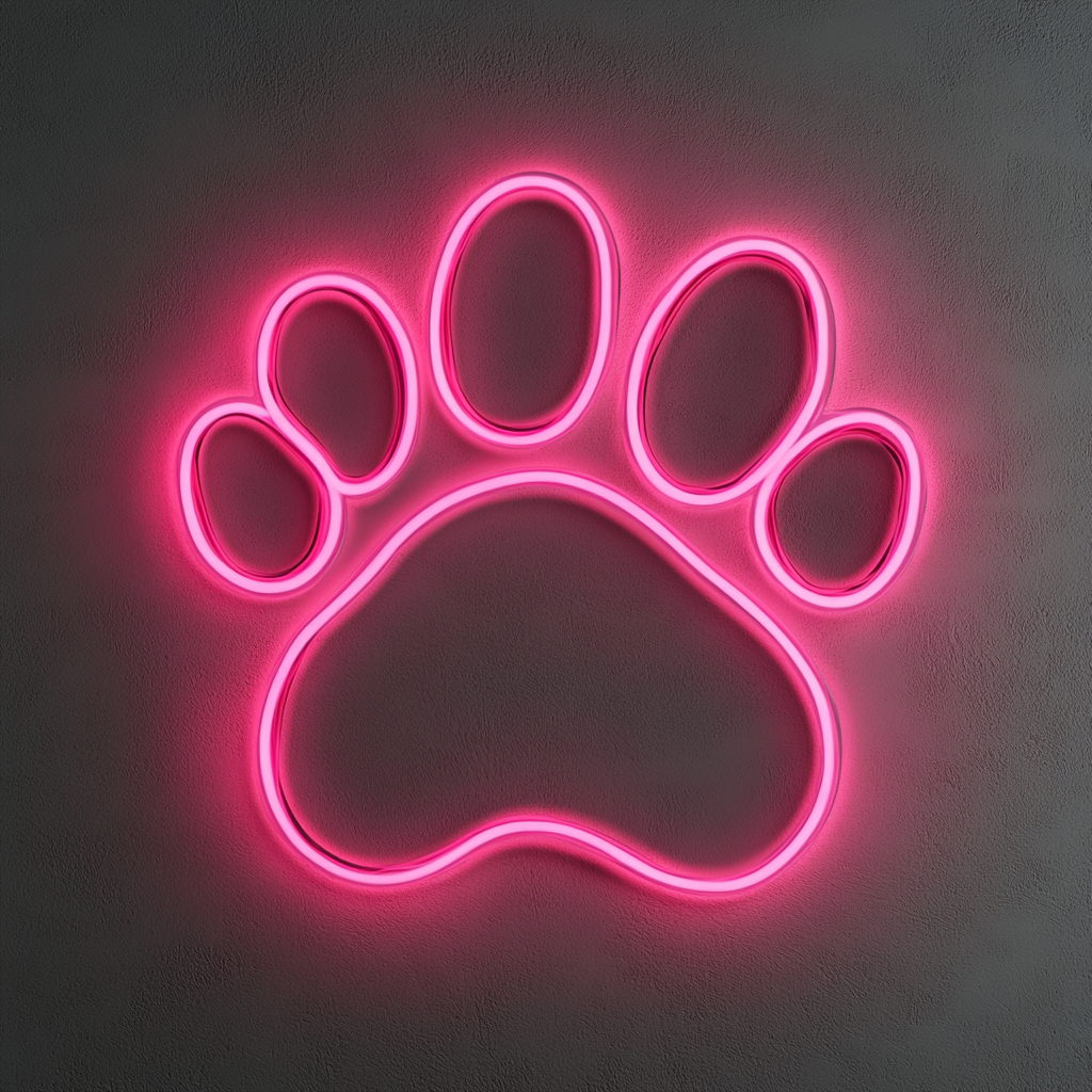 Paw - Pink Neon Sign, 18 Inches
