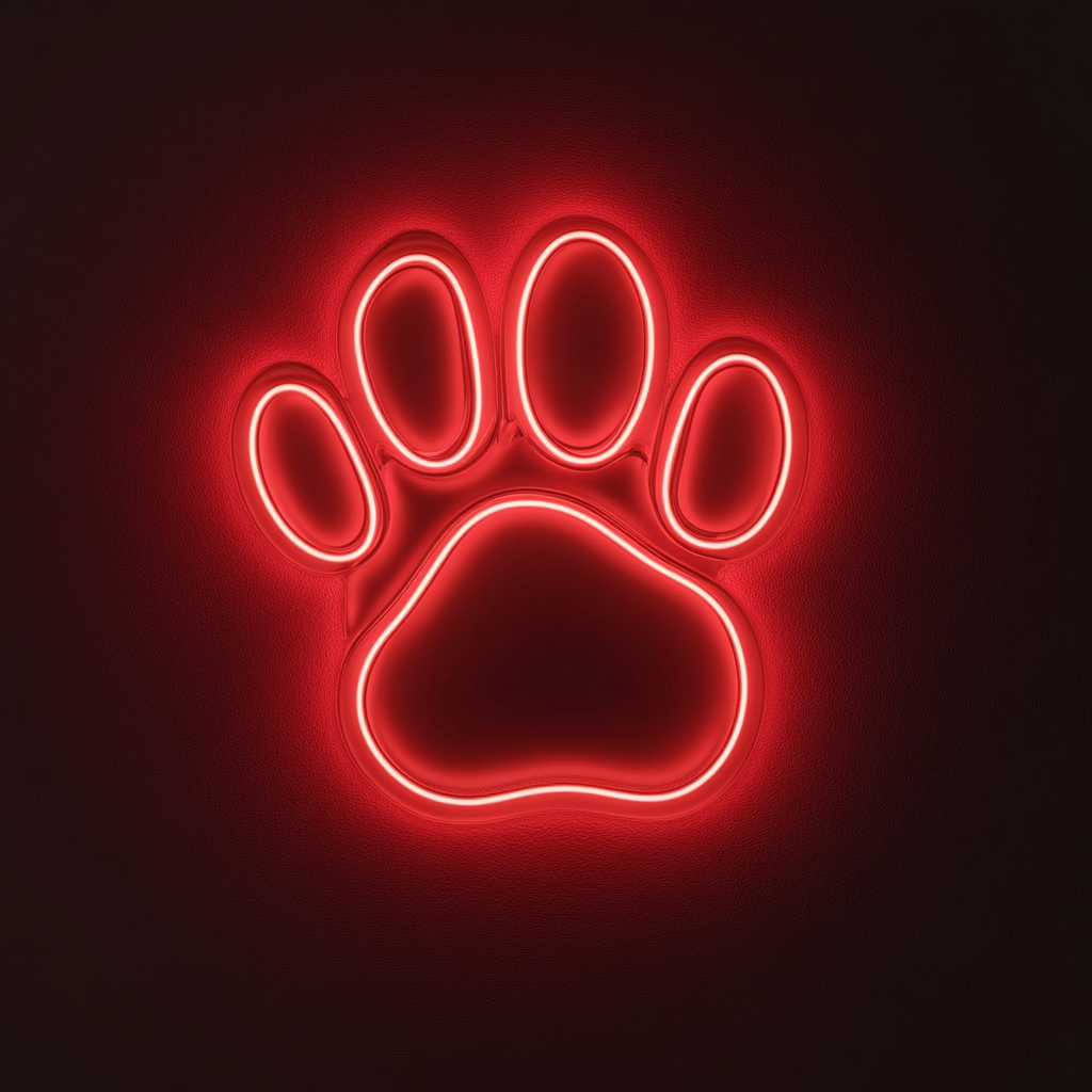 Paw - Red Neon Sign, 18 Inches