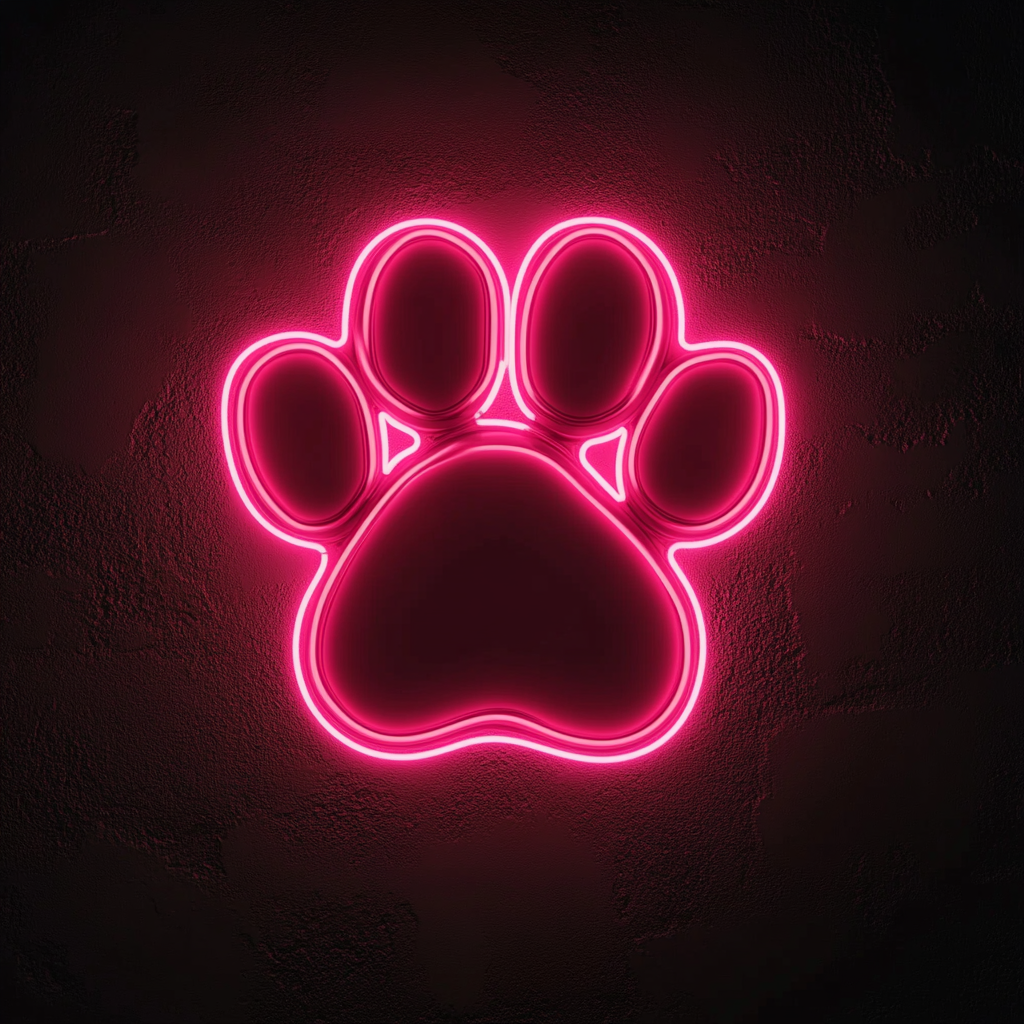 Paw Print with Heart - Pink Neon Sign, 24 Inches
