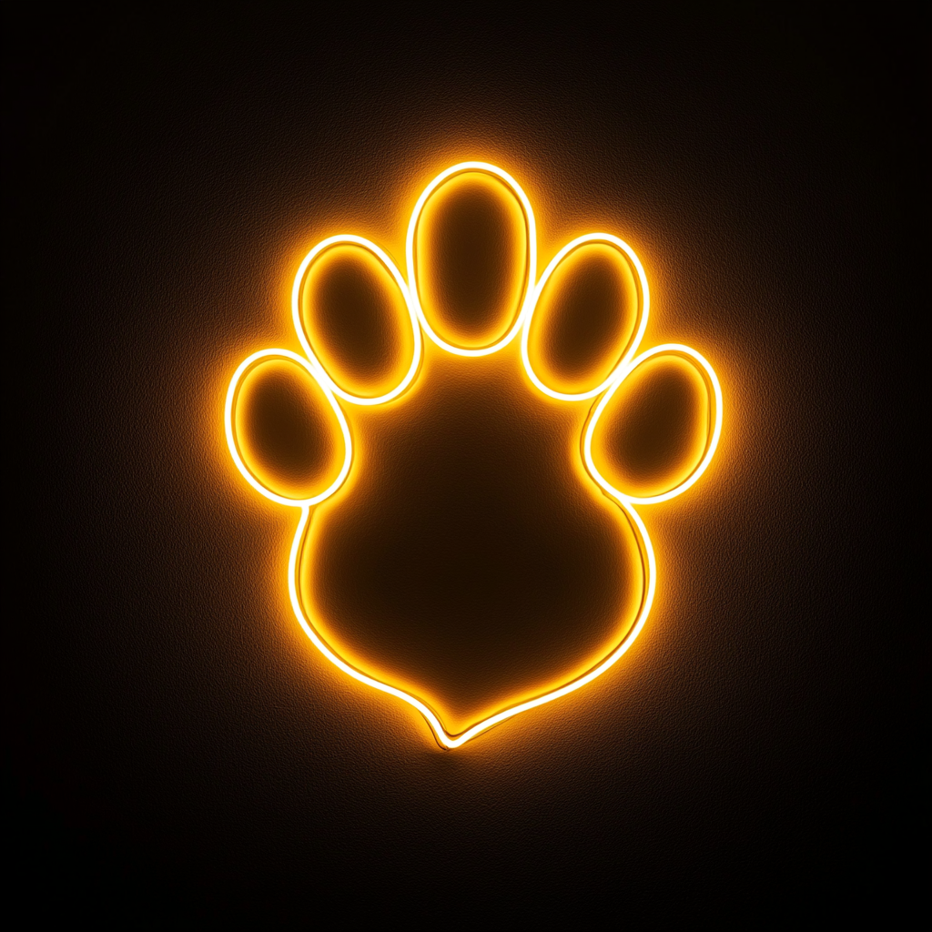 Paw Print with Heart - Yellow Neon Sign, 24 Inches