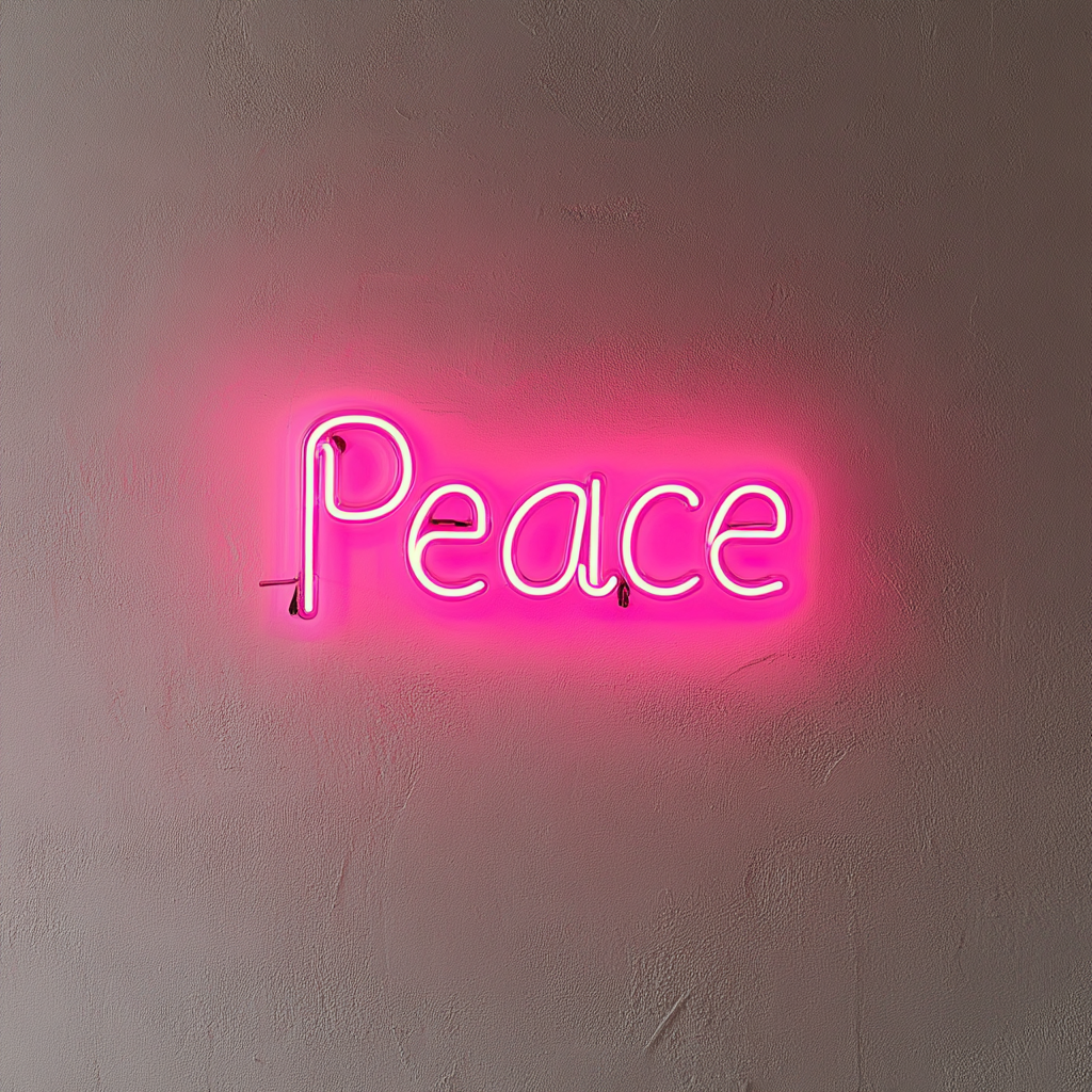 Peace - Pink Neon Sign, 18 Inches