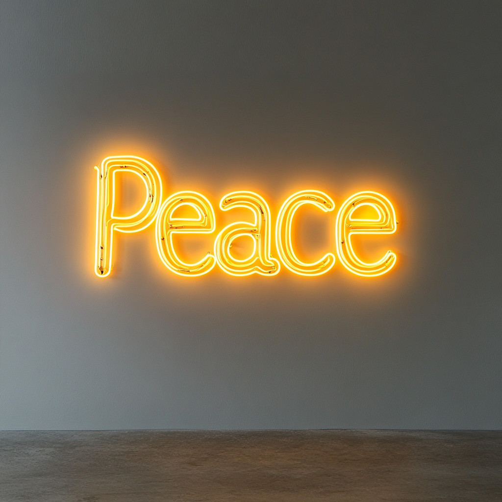 Peace - Yellow Neon Sign, 18 Inches