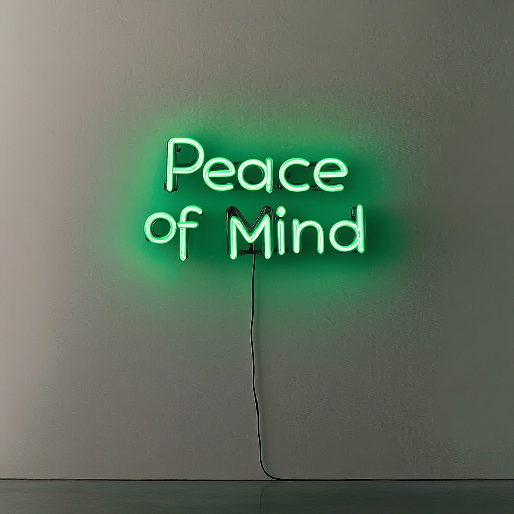 Peace of Mind - Green Neon Sign, 24 Inches