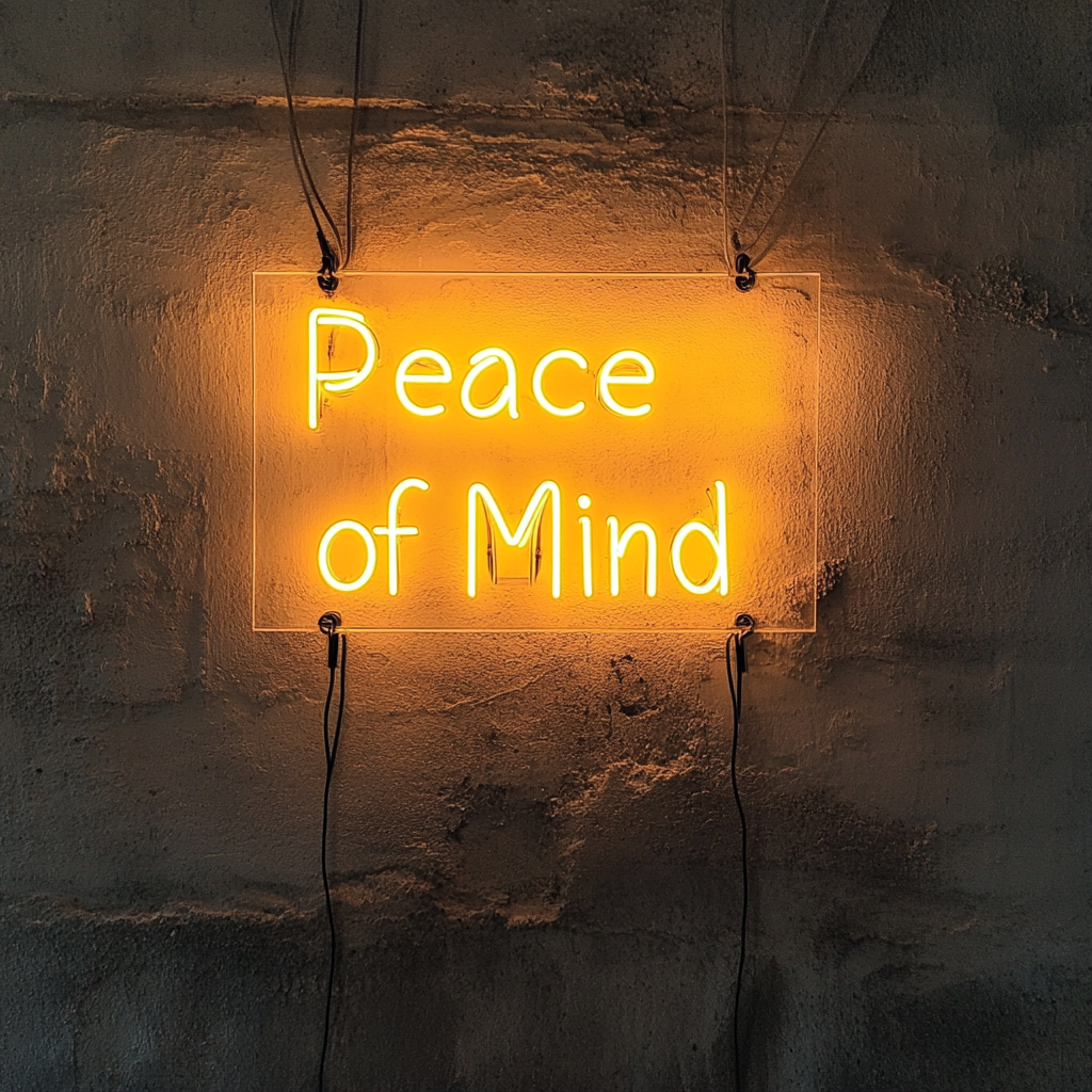 Peace of Mind - Yellow Neon Sign, 24 Inches