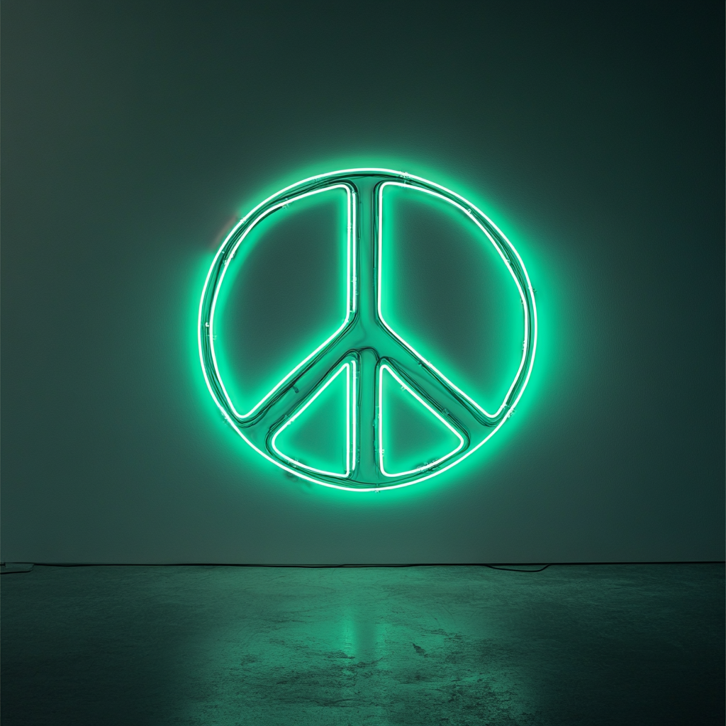 Peace Sign - Green Neon Sign, 24 Inches