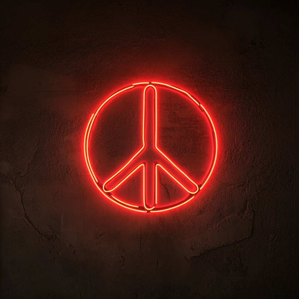 Peace Sign - Red Neon Sign, 24 Inches