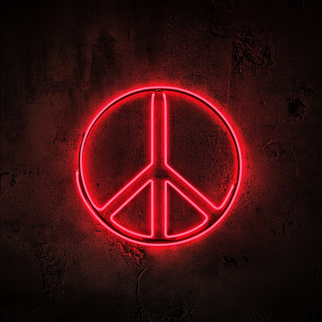 Peace Sign - Red Neon Sign, 24 Inches