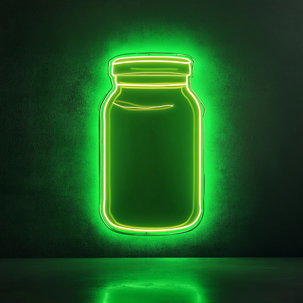 Peanut Butter Jar - Green Neon Sign, 24 Inches