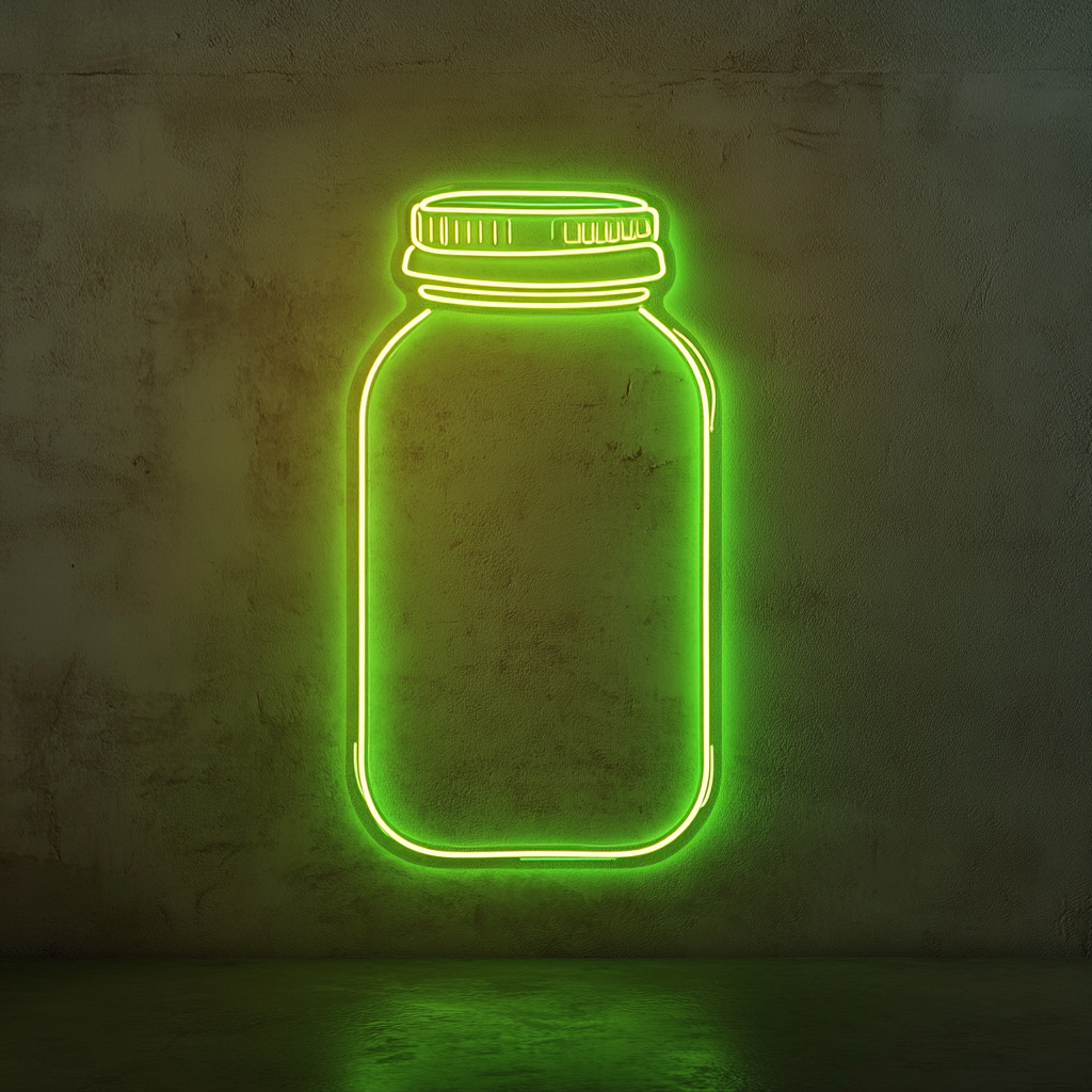 Peanut Butter Jar - Green Neon Sign, 24 Inches