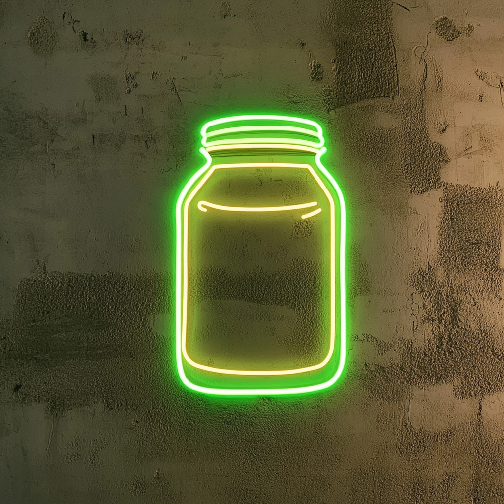 Peanut Butter Jar - Green Neon Sign, 24 Inches