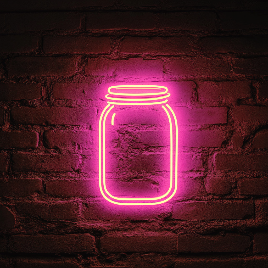 Peanut Butter Jar - Pink Neon Sign, 24 Inches