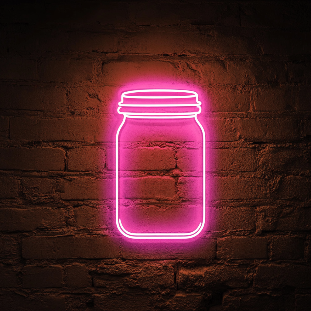 Peanut Butter Jar - Pink Neon Sign, 24 Inches