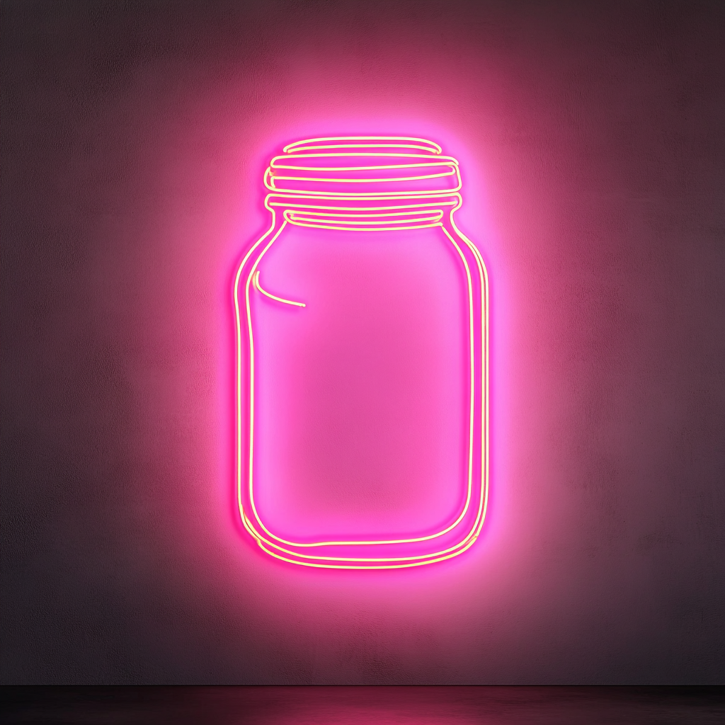 Peanut Butter Jar - Pink Neon Sign, 18 Inches