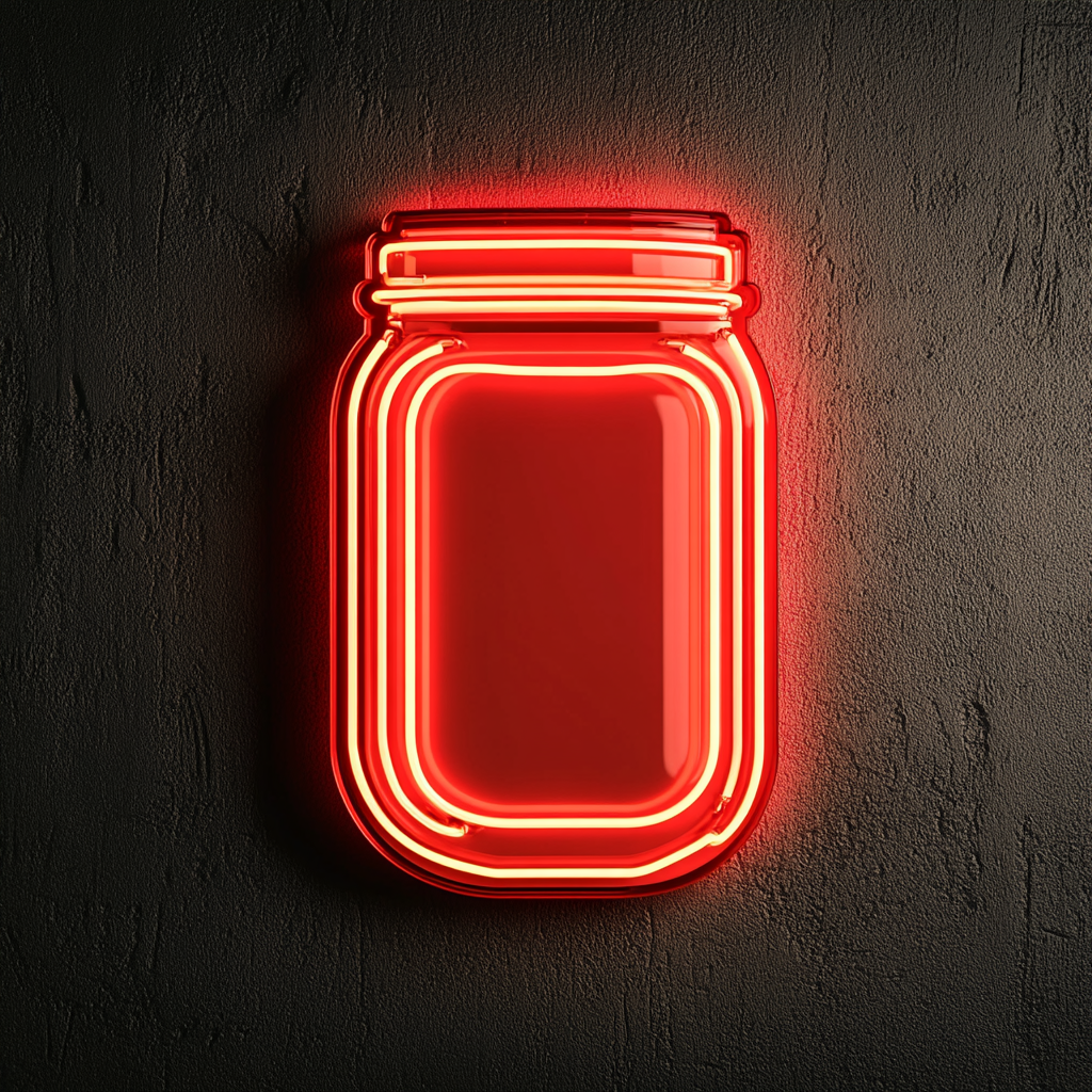 Peanut Butter Jar - Red Neon Sign, 18 Inches