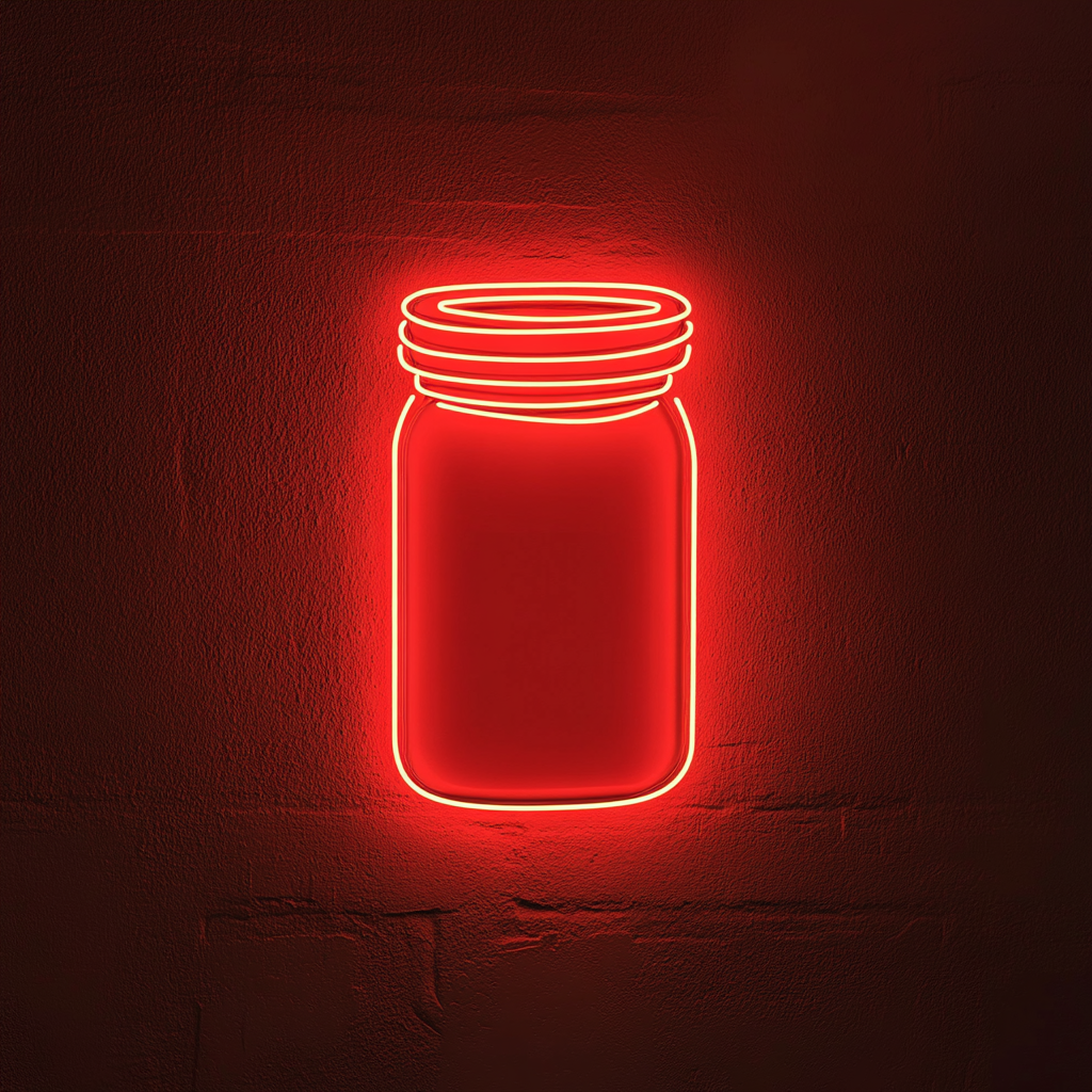 Peanut Butter Jar - Red Neon Sign, 18 Inches