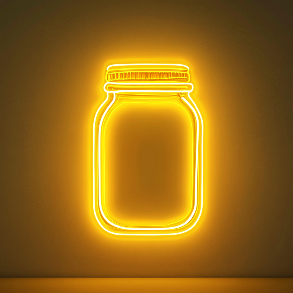 Peanut Butter Jar - Yellow Neon Sign, 18 Inches