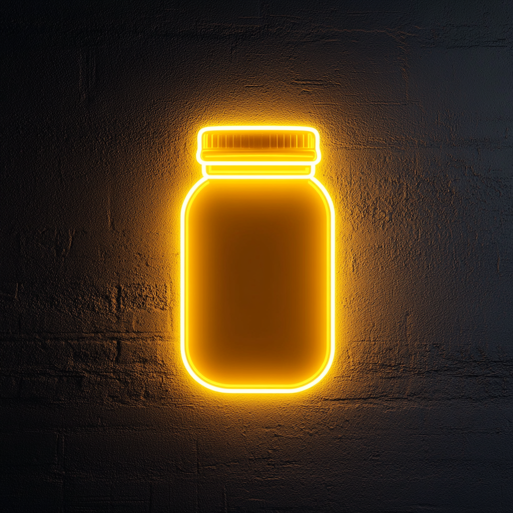 Peanut Butter Jar - Yellow Neon Sign, 18 Inches
