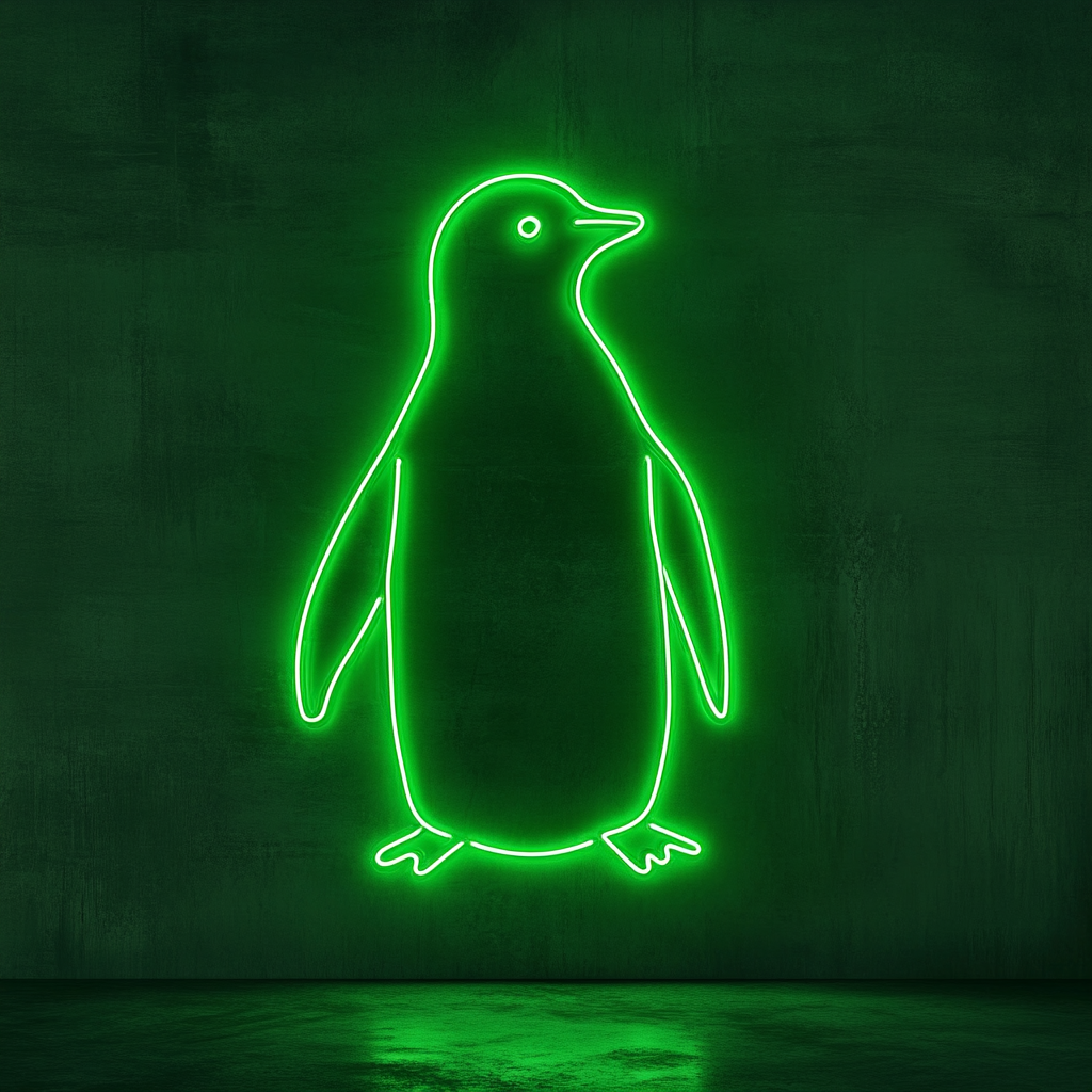 Penguin - Green Neon Sign, 24 Inches