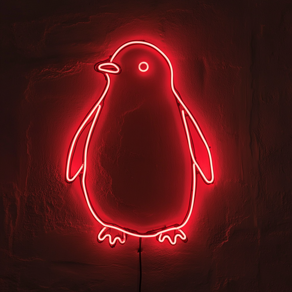 Penguin - Red Neon Sign, 18 Inches