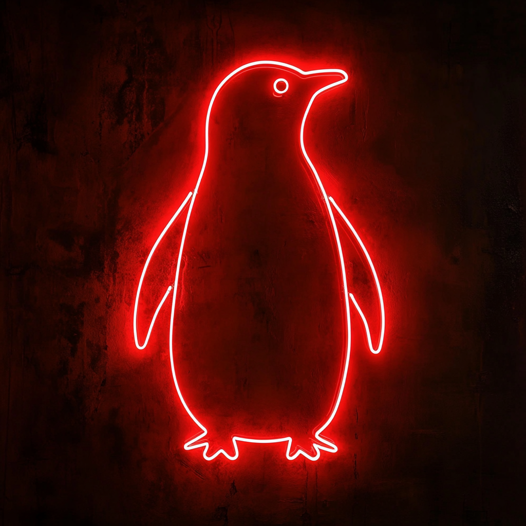 Penguin - Red Neon Sign, 18 Inches