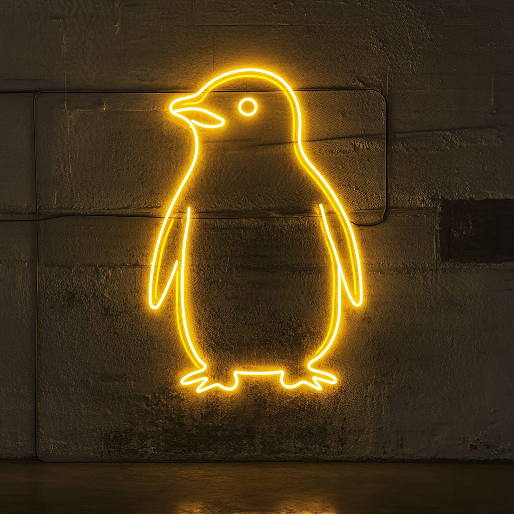 Penguin - Yellow Neon Sign, 18 Inches